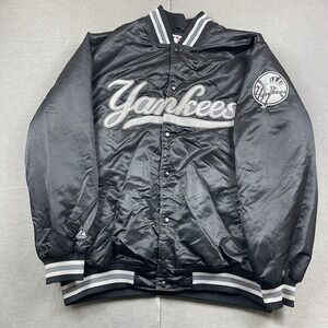 Vintage New York Yankees Jacket Mens XXL Majestic Authentic Dugout Bomber Black‎